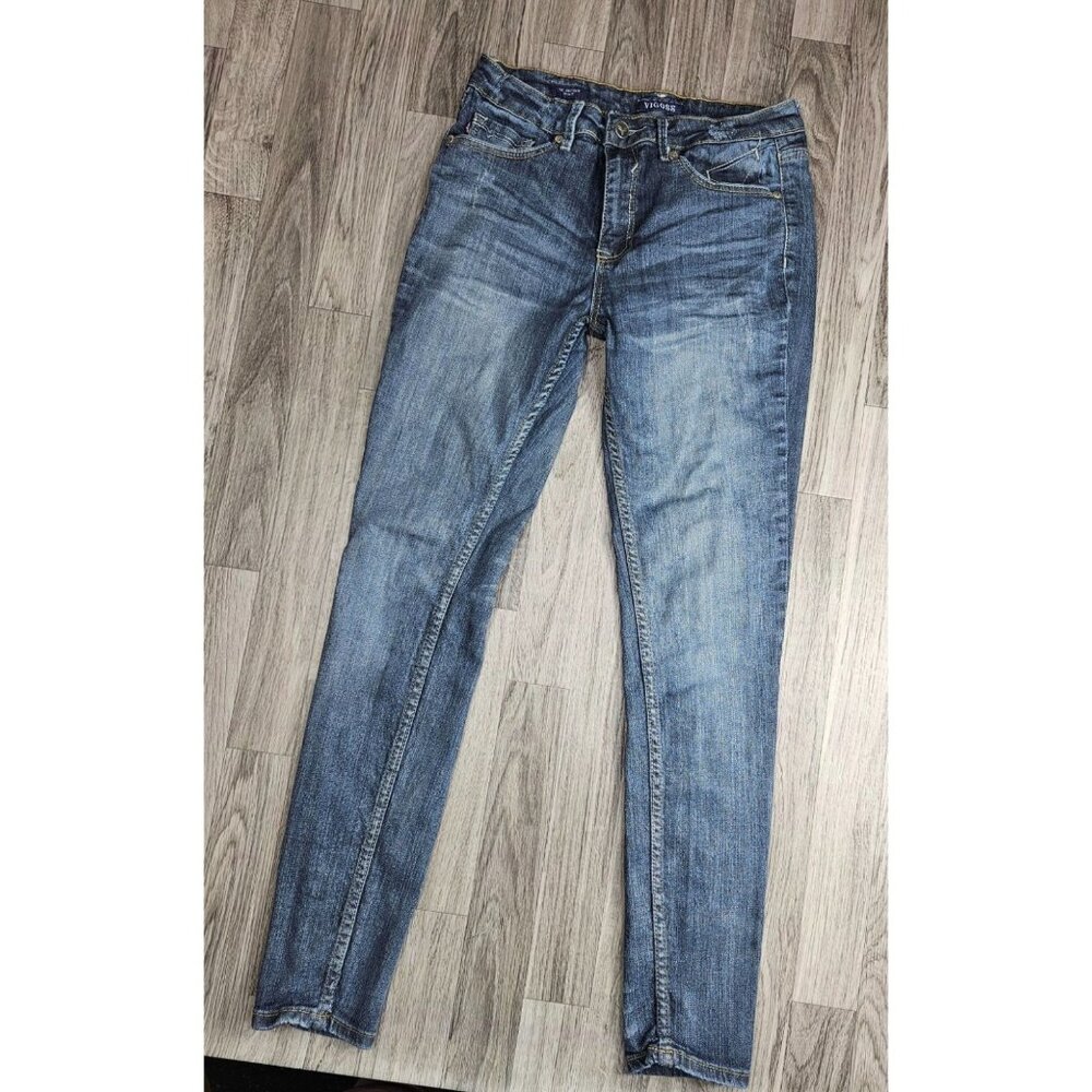 Vigoss Size 27 Skinny Distressed The Jagger‎ Whiskered Denim Blue Jeans